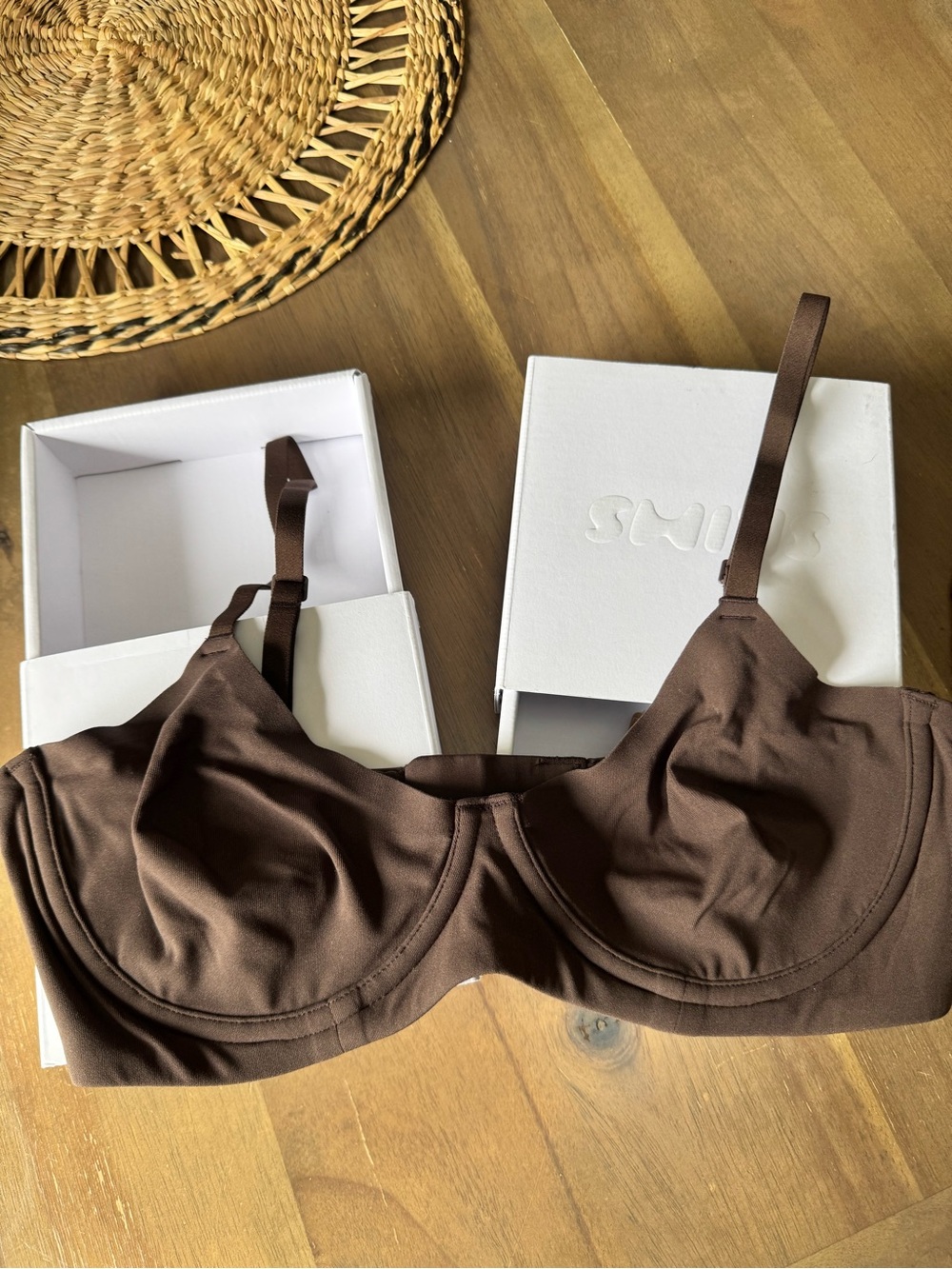 SKIMS Brown Underwire Everyday Support Bra